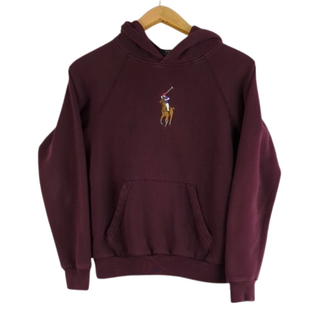 Ralph Lauren Polo Burgundy / Maroon Hoodie Sweatshirt Embroidered Polo Pony Logo